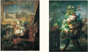 Nature Morte Au Vase De Fleurs Sur Un Entablement by Miguel Parra Y Soler