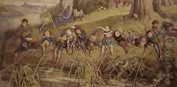 Dame Julianna Berners Teaching her Young Pupils the Art of Fishing - view 1