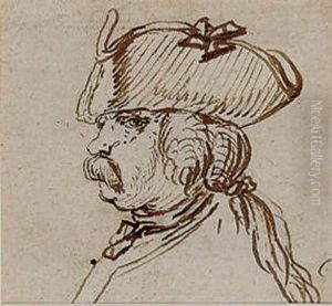 Sketches Of Gentlemen In Tricorn Hats And A Cavalry Skirmish