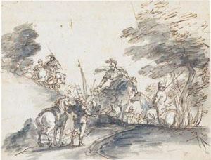 An Army Preparing For Battle On The Crest Of A Hill