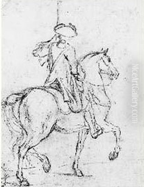 Soldat A Cheval Vu De Dos - view 1