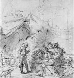 Soldats Jouant Aux Cartes Au Campement