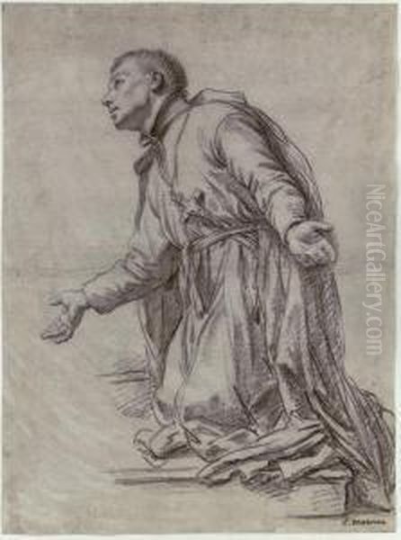 A Kneeling Monk In Profile To The Left, For Saint Francois Regis - view 1