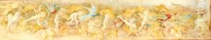 A procession of faries and birds