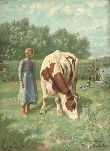 The little cowherdess by Henri De Beul