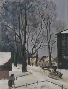 Dorfstrasse Im Winter. by Alfred Partikel