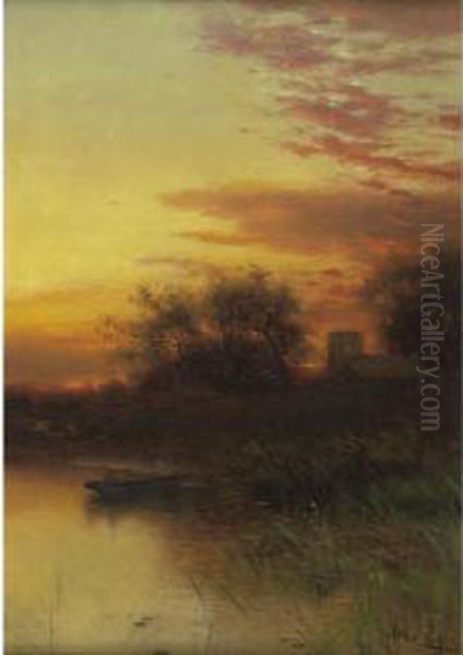 Sunset Over A Pond - view 1