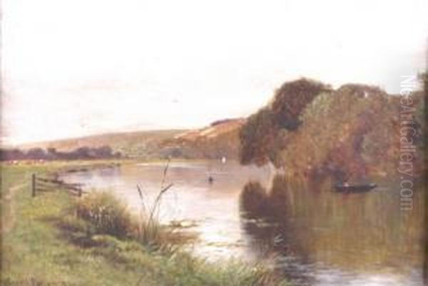 River Landscape With Small Boats - view 1