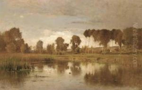 Landscape With Pond And Poplars - view 1