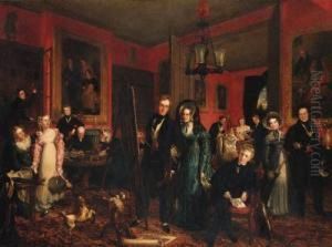 Group Portrait Of The Artist And Other Members Of The Partridgefamily, In His Studio by John Partridge
