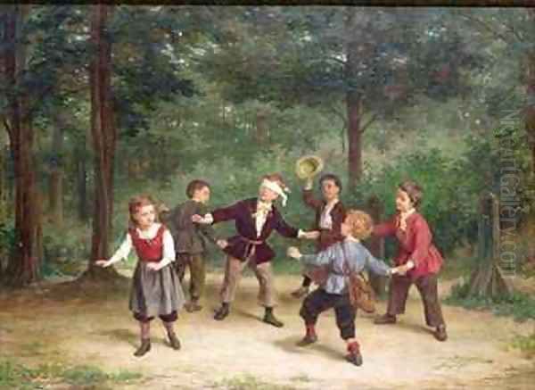 Blind Mans Buff 91316me children playing wood male female dlindfold colin maillard - view 1