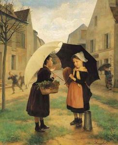 The young shoppers by Andre Henri Dargelas