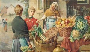 A fruit market in Rome by Achille De Dominicis