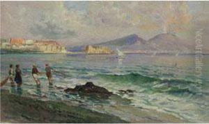 Am Golf Von Neapel by Lazzaro Pasini