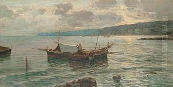 The Harbour At Sunset; Bringing In The Catch - view 1