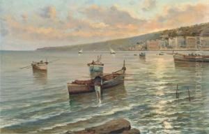 Fishermen Off A Neapolitan Coastal Town