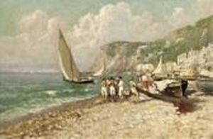 A Fishing Village On The Amalfi Coast by Lazzaro Pasini