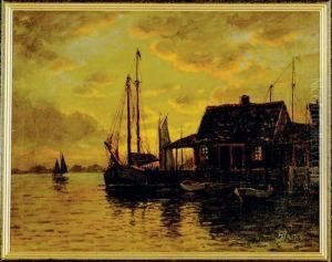 Sundown At The Harbor by William Frederick Paskell