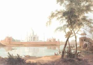 View of the Taj Mahal at Agra taken from the opposite side of the River Jumna by Thomas Daniell