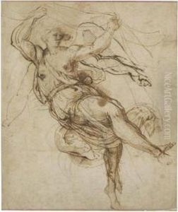 Study Of An Angel Holding A Curtain