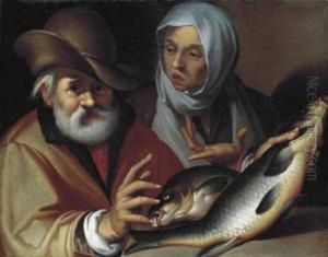 An Old Couple Selling Fish
