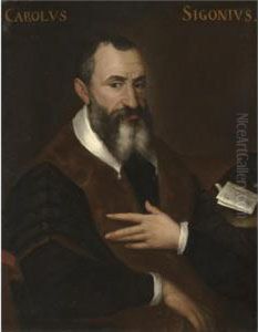 Portrait Of Carlo Sigonio, Half
Length, Seated, Wearing A Black And Brown Coat With A White Collar Portrait Of Carlo Sigonio, Half
Length, Seated, Wearing A Black And Brown Coat With A White Collar