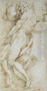 A Nude Man Carrying A Boulder A Nude Man Carrying A Boulder