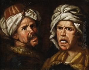 Two Grotesque Heads by Bartolomeo Passarotti