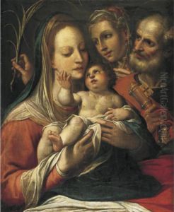 Madonna And Child With Saints Peter And Lucy