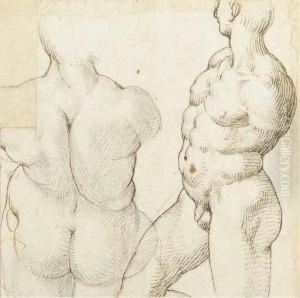 Deux Hommes A Mi-corps, L'un Vu De Dos by Bartolomeo Passarotti