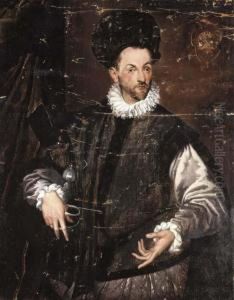 Portrait Of Constantius De 
Ballis, Three-quarter-length, In A Blackdoublet, His Right Hand Resting 
On The Pummel Of His Sword