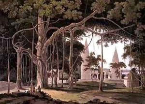 Hindoo Temples at Agouree on the River Soane Bahar by Thomas Daniell