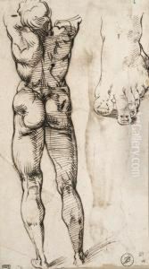 A Nude Seen From Behind And A
Study Of A Foot (recto); Two Studiesof Arms And A Head (verso) by Bartolomeo Passarotti