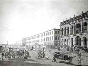 The Mayors Court and Writers Building Calcutta by Thomas Daniell