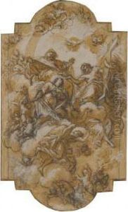 Le Couronnement De La Vierge: Etude Pour Un Plafond by Giuseppe Passeri