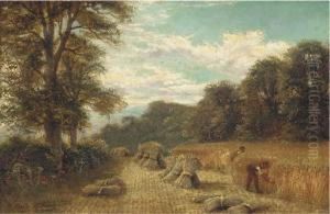 Near Harrogate, Yorkshire; And Harvesting by Charles Henry Passey