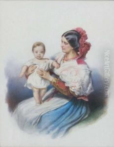 Jeune Italienne Tenant Son Enfant Jeune Italienne Tenant Son Enfant