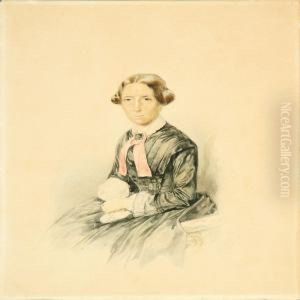 Three Portraits Of A Couple Of Parents And Their Son by Ludwig Passini