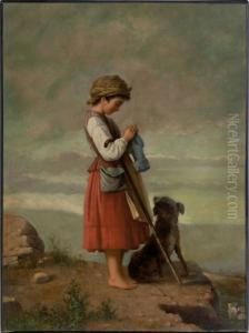 A Young Girl And A Dog A Young Girl And A Dog