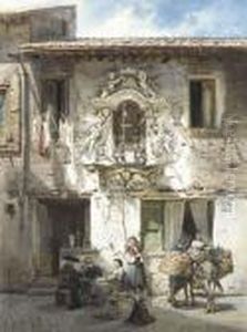 A Roman House With An Edicola In A Baroque Surround A Roman House With An Edicola In A Baroque Surround