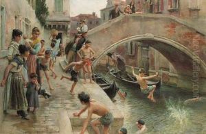 Figures On A Venetian Canal Figures On A Venetian Canal