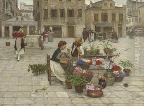 A Tryst At A Venetian Flower Market - view 1
