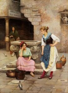 Das Gesprach Am Brunnen by Luigi Pastega