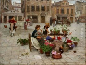 Courtyard Scene
With Flower by Luigi Pastega