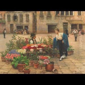 At The Vegetable Vendor; At The Flower Vendor by Luigi Pastega
