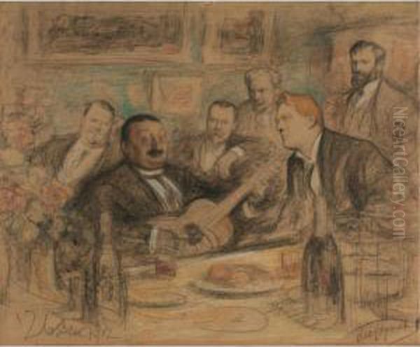 At K.a. Korovin's 'old Time Songs': Chaliapin And The Artists - view 1