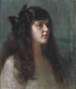 Portrait Of A Girl With A Black Bow by Leonid Ossipovich Pasternak