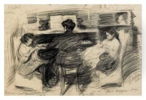 Rosalia And Her Daughters Lydia And Josephine At The Piano by Leonid Ossipovich Pasternak