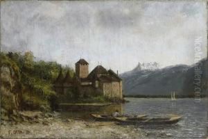 Vue Du Chateau De Chillon En Suisse by Cherubino Pata