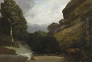 Waldlandschaft Mit Hirsch. by Cherubino Pata
